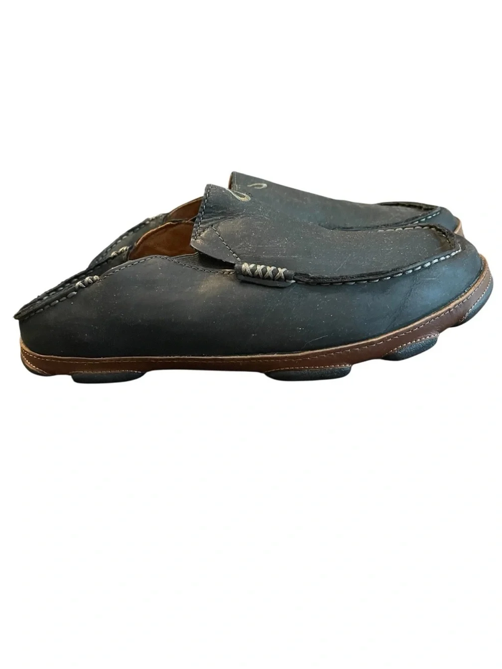 Olukai Moloa Black Nubuck Leather Slip On Loafers Shoes  Men's 9
